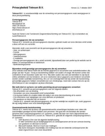 Downloads Teleson - Privacybeleid