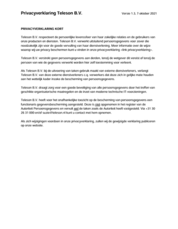 Downloads Teleson - Privacyverklaring