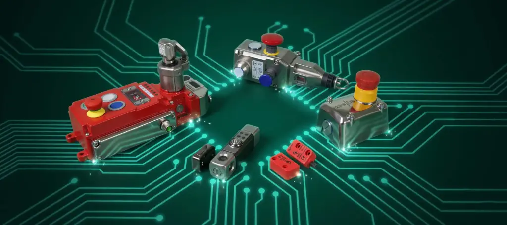 Verschillende veiligheidsschakelaars van IDEM Safety Switches voor machinebouw